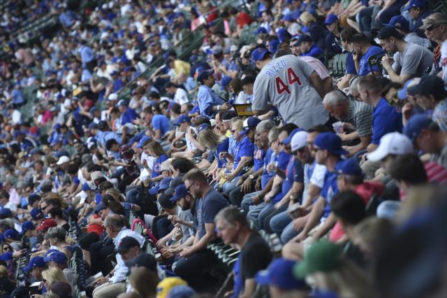 View Takuma Sato Throws First Pitch at Wrigley Field - Wednesday, May 9, 2018 Photos